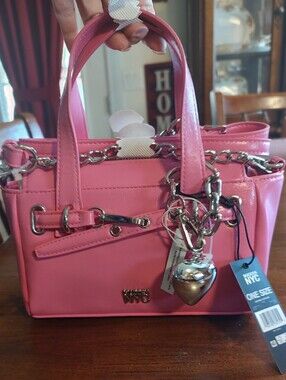 Steve Madden Pink Mini Tote with Heart Charm